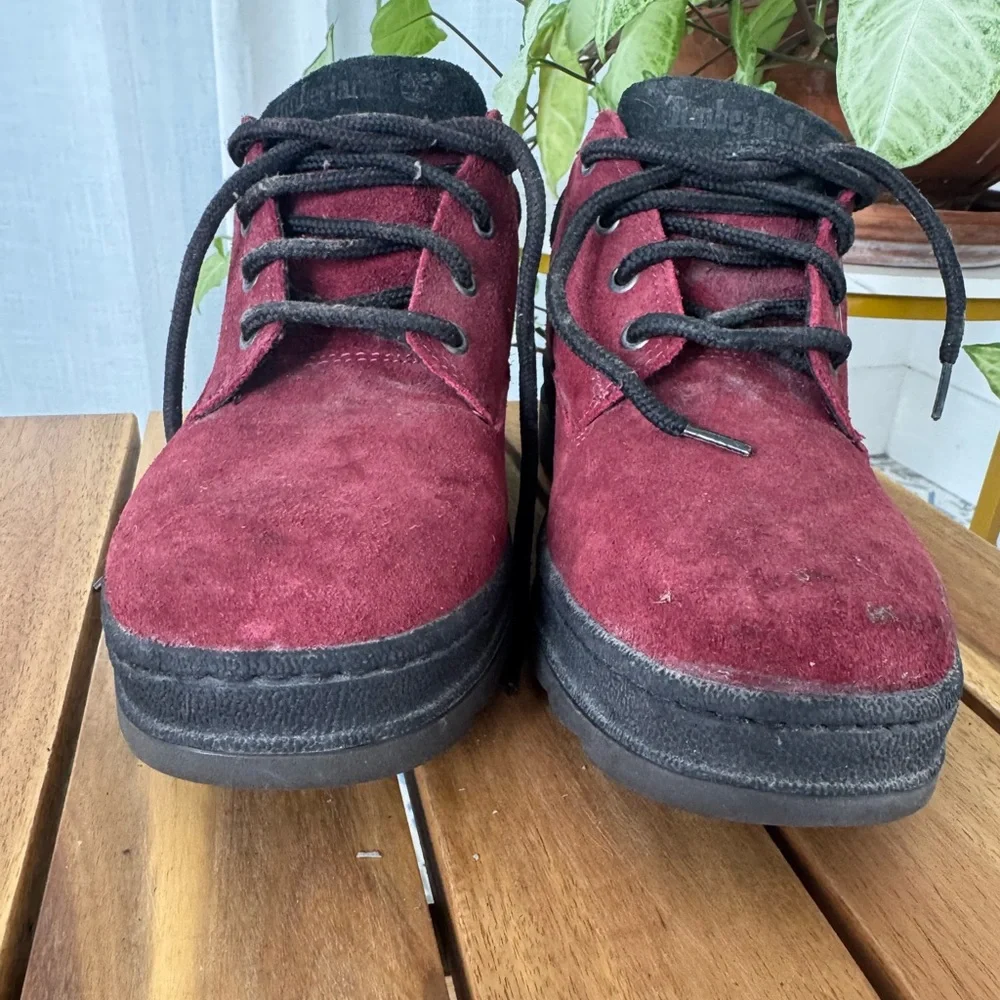 Timberland Suede Oxford Shoes Burgundy Maroon Lace Up Casual Comfort Men’s 10